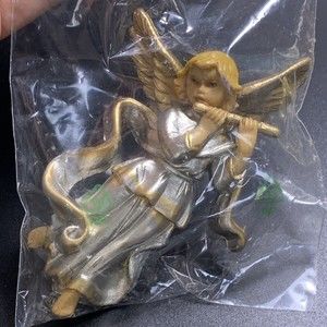 KURT ADLER Heavenly ANGEL PLAYING FLUTE GOLD XMAS ORNAMENT Made In Italy Rare